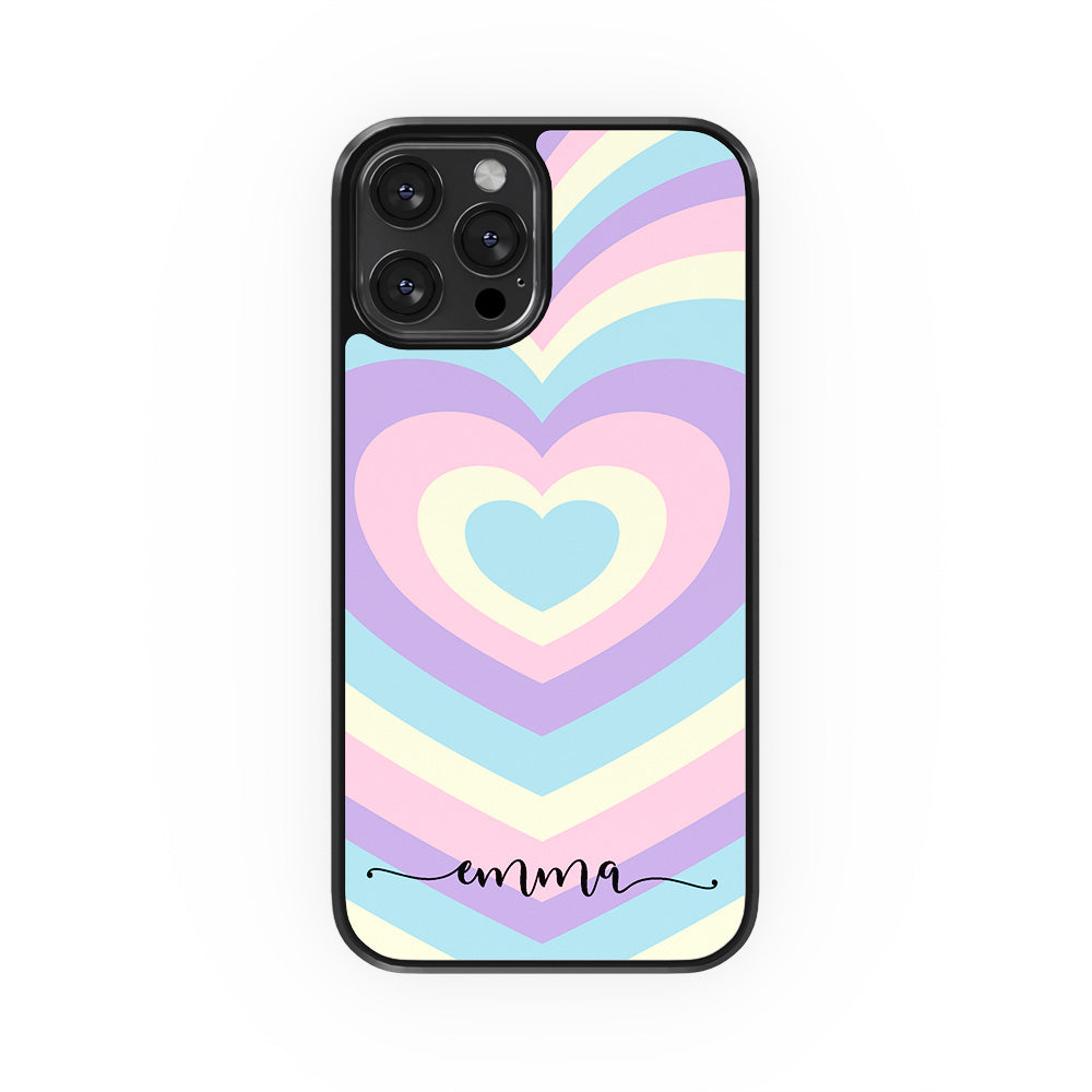 Funda Corazones Aesthetic Efecto Cristal Personalizada Nombre