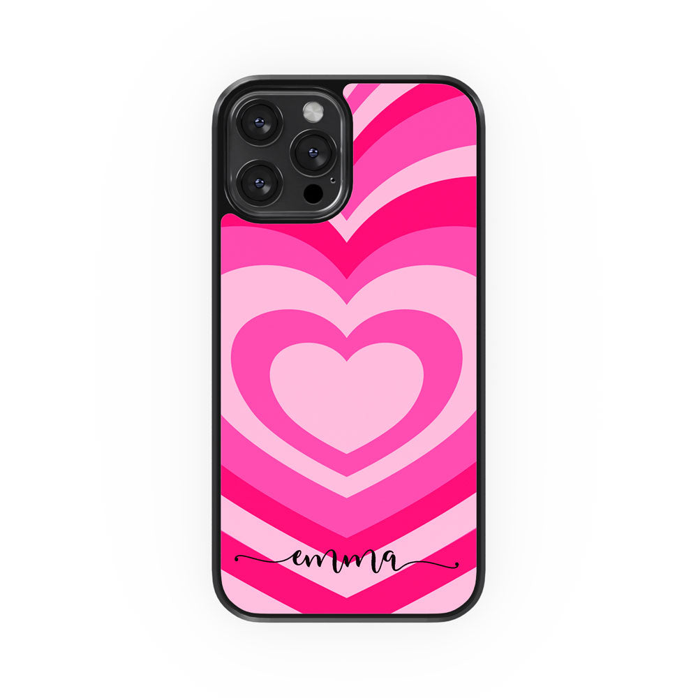 Funda Corazones Aesthetic Efecto Cristal Personalizada Nombre