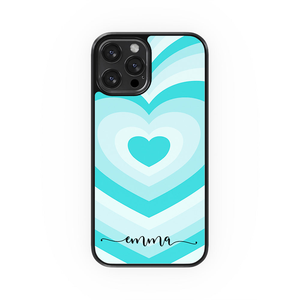 Funda Corazones Aesthetic Efecto Cristal Personalizada Nombre