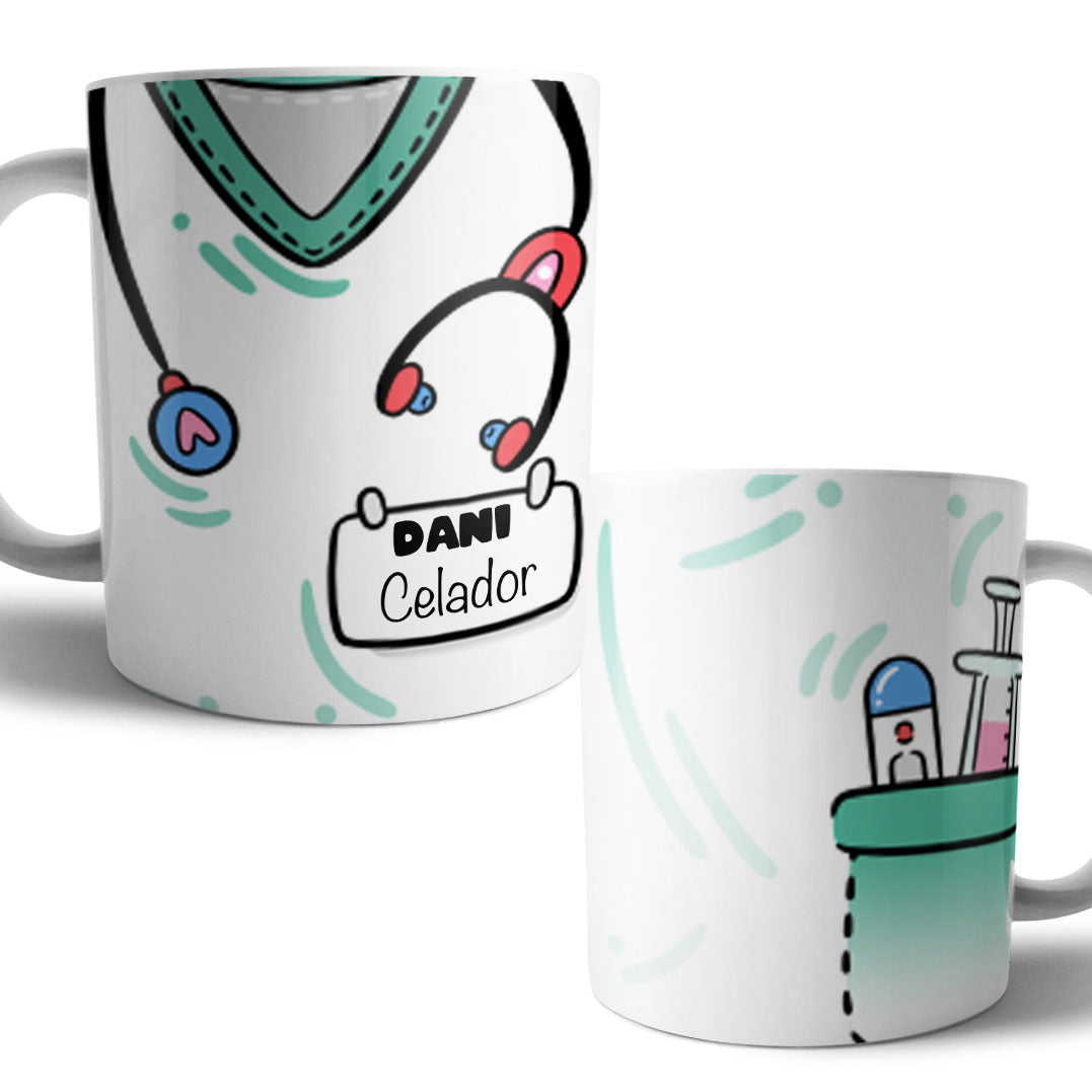 Taza Bata Uniforme Personalizada Profesiones Colores