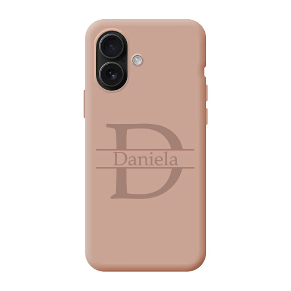 Funda Efecto Piel Suave Personalizada Nombre Inicial Colores