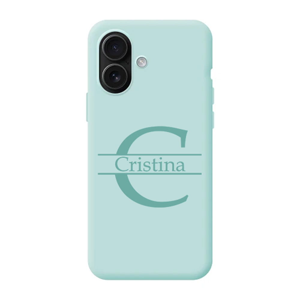 Funda Efecto Piel Suave Personalizada Nombre Inicial Colores