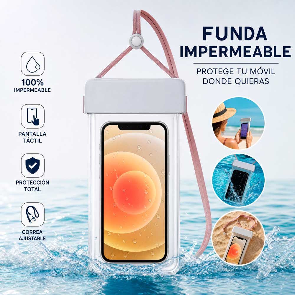 Funda impermeable para movil universal con correa ajustable y pantalla tactil