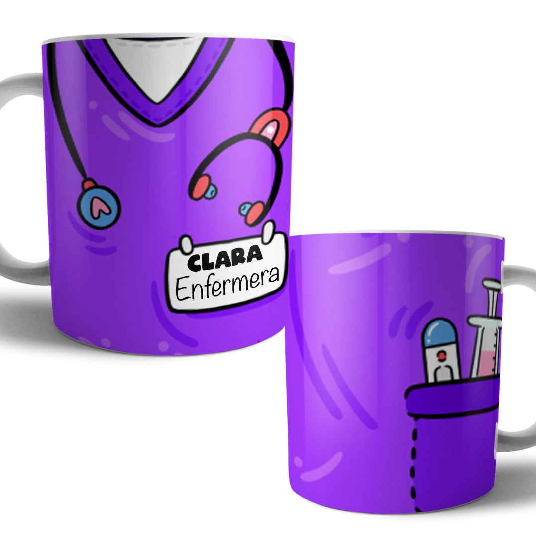 Taza Bata Uniforme Personalizada Profesiones Colores