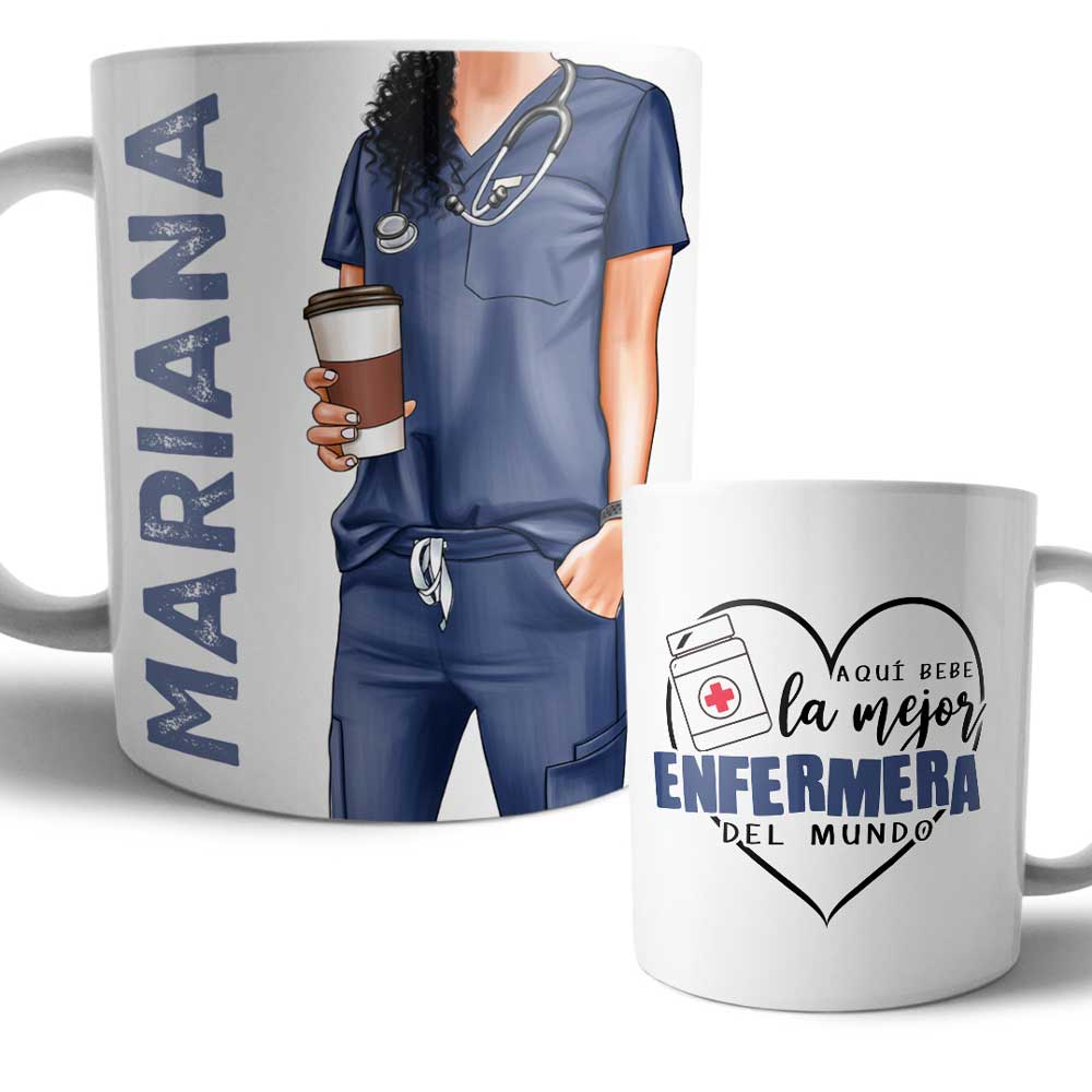 Taza Enfermera Uniforme Personalizada Profesiones Colores
