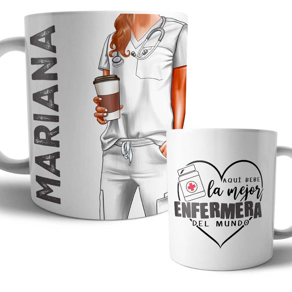 Taza Enfermera Uniforme Personalizada Profesiones Colores