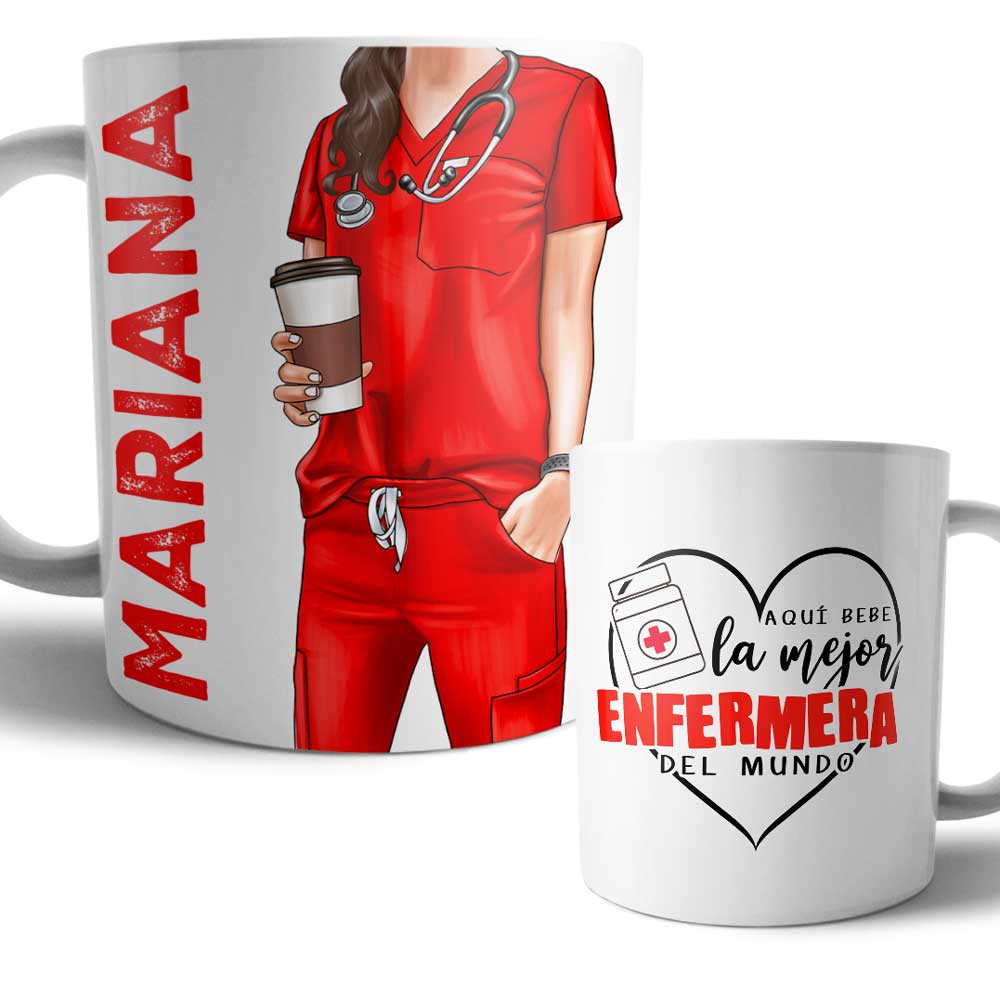 Taza Enfermera Uniforme Personalizada Profesiones Colores