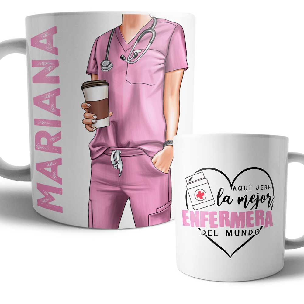 Taza Enfermera Uniforme Personalizada Profesiones Colores