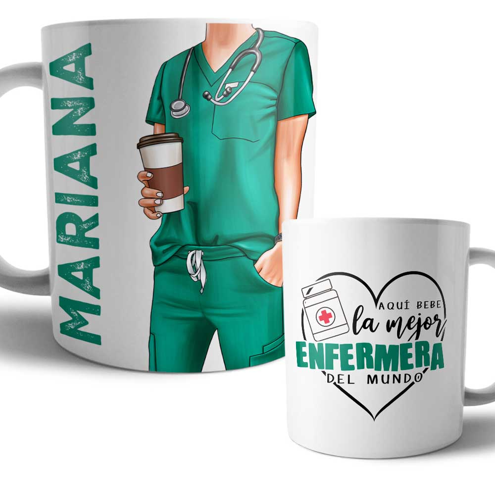 Taza Enfermera Uniforme Personalizada Profesiones Colores