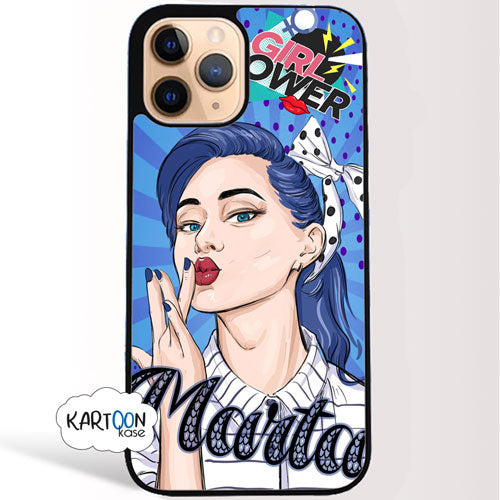 Estojo personalizado de arte pop com beijo de mulher 