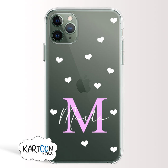 Funda Corazones Inicial y Nombre Personalizada