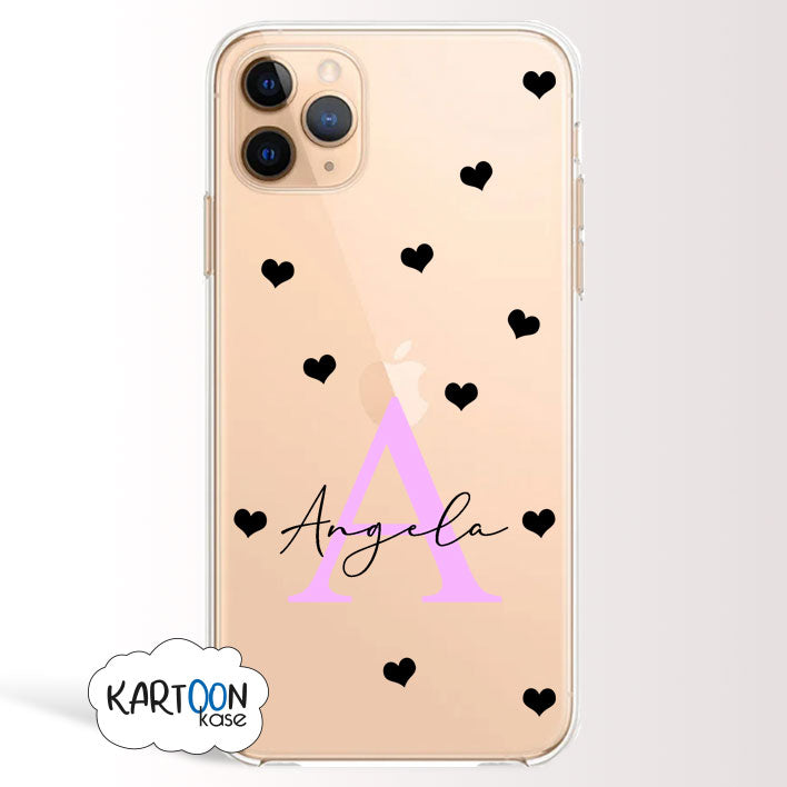 Funda Corazones Inicial y Nombre Personalizada