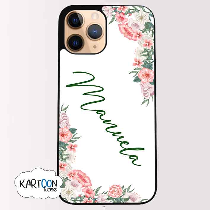 Funda Personalizada Esquina Flores Nombre Fondo