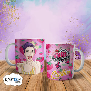 Taza Pop Art Fresas Girl Power