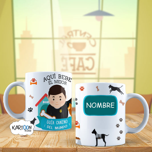 Profissões de homem de guia canino de caneca