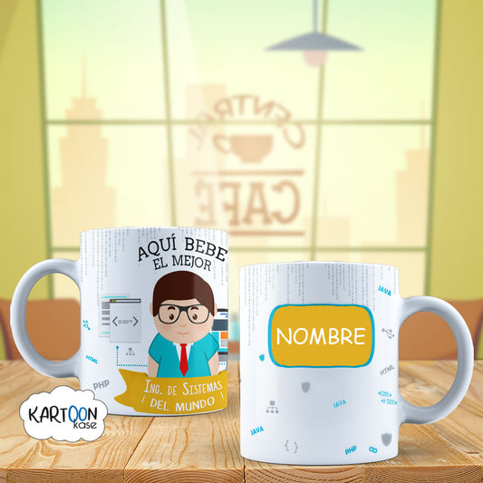 Caneca das profissões do engenheiro de sistema