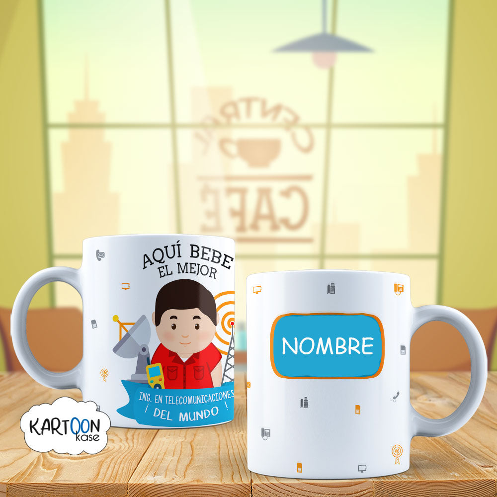 Caneca Profissões de Engenheiro de Telecomunicações