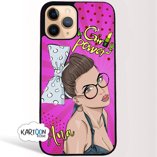 Estojo de arte pop personalizado com laço de mulher 
