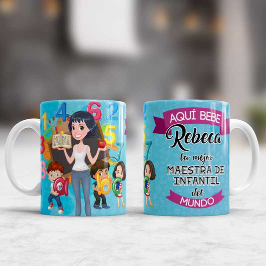 Taza Maestra Infantil Profesora Profesiones Completa