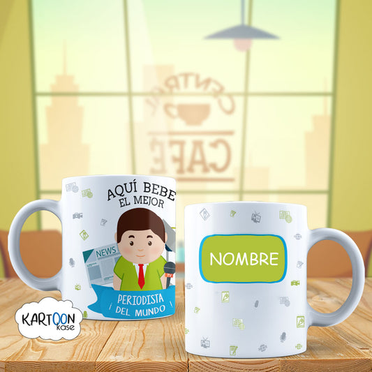 Profissões de homem jornalista de caneca