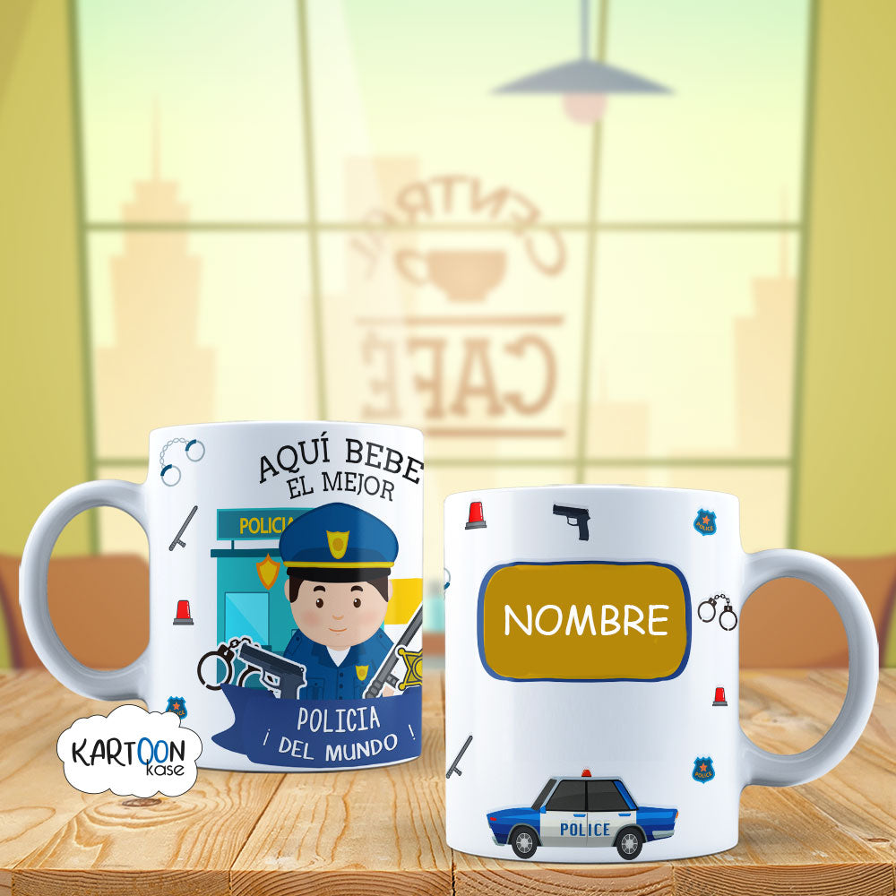 Taza Policia 2 Hombre Profesiones