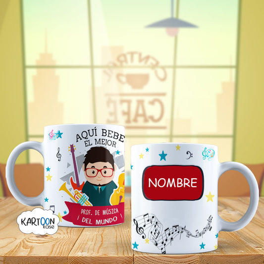 Caneca Profissões de homem professor de música