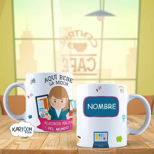 Caneca Profissões femininas de Relações Públicas