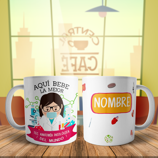 Caneca das profissões da mulher do técnico da anatomia patológica