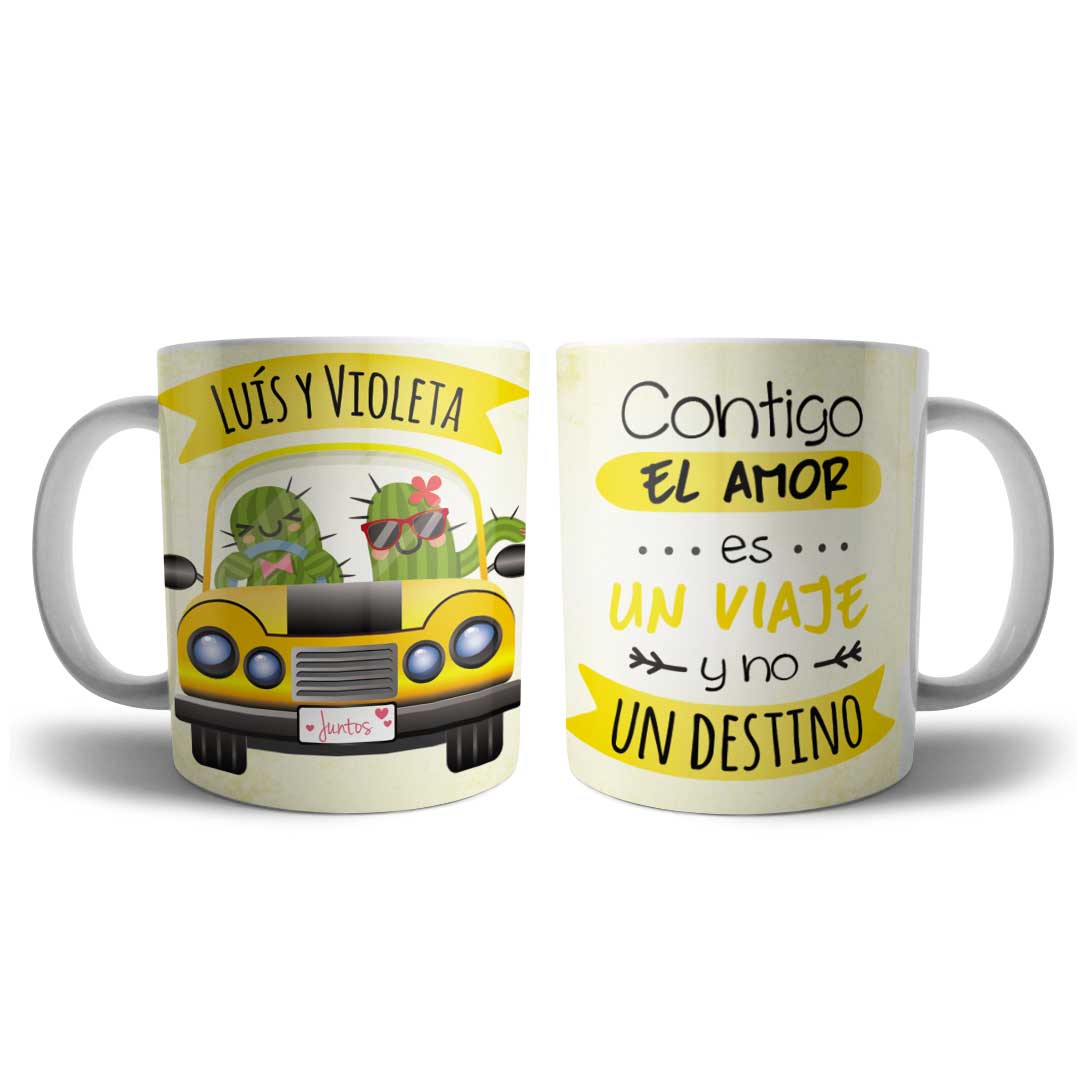 Taza Cactus Frase Personalizada con Nombre